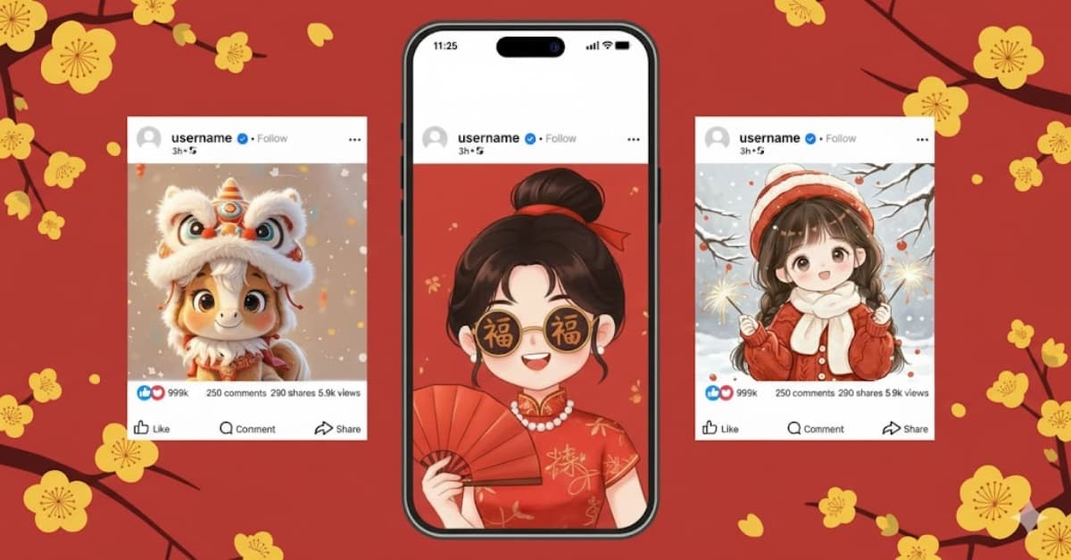 65+ ảnh avatar Tết 2026 cute, đẹp, độc đáo cho điện thoại và máy tính