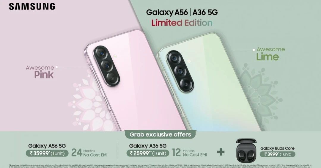 Galaxy A36 và Galaxy A56 có thêm phiên bản giới hạn màu mới với mức giá ưu đãi