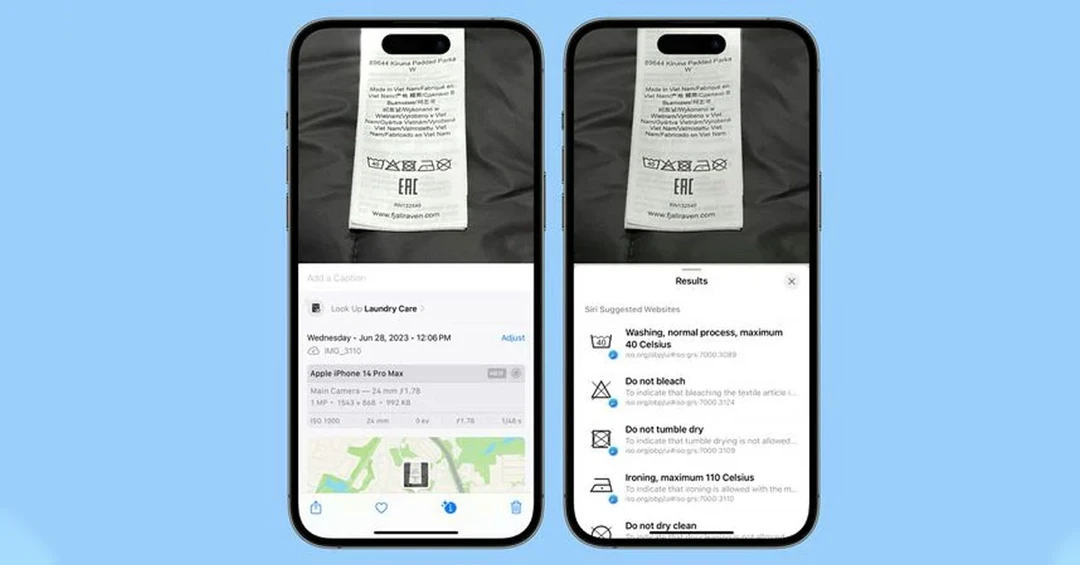 iOS 17 có thể giúp bạn giải mã các biểu tượng trên nhãn mác quần áo