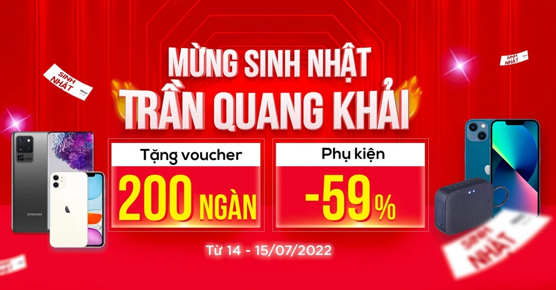 Mừng sinh nhật 50 Trần Quang Khải: Tặng thêm PHM đến 200K, phụ kiện giảm 59%