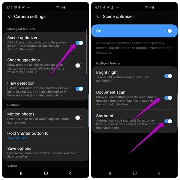 Trình tối ưu hóa cảnh trên Galaxy S10, S10 Plus