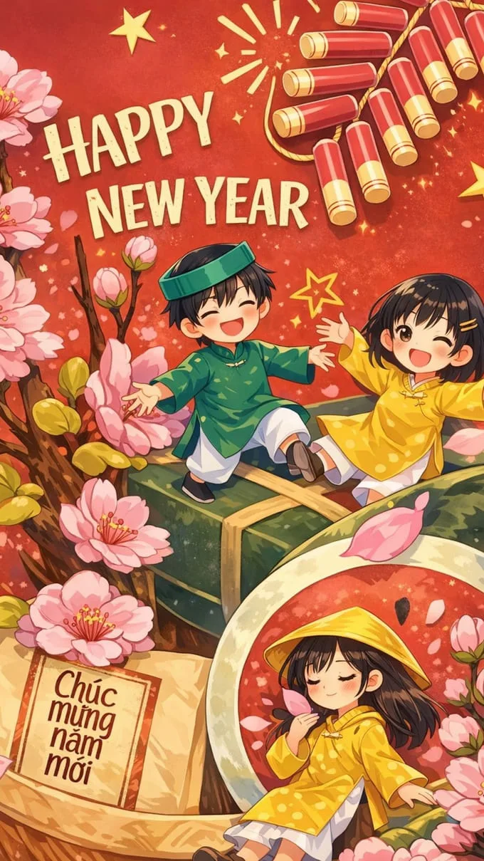 Hình nền Tết chủ đề gia đình sum vầy