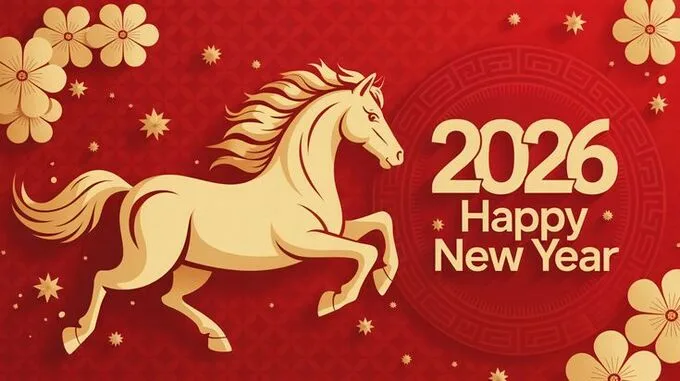 Hình nền background Tết Bính Ngọ 2026 màu đỏ rực rỡ