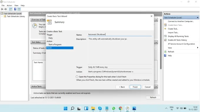 Hẹn giờ tắt laptop Windows 11 bằng Task Scheduler