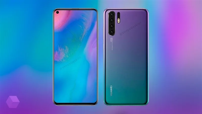 Huawei P30 cũng đi theo xu hướng màn hình nốt ruồi ấn tượng cùng 4 camera mặt sau