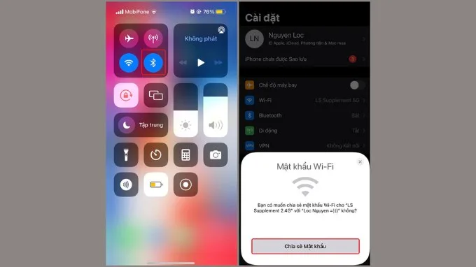 Bước 3 chia sẻ Wi-Fi trên iPhone