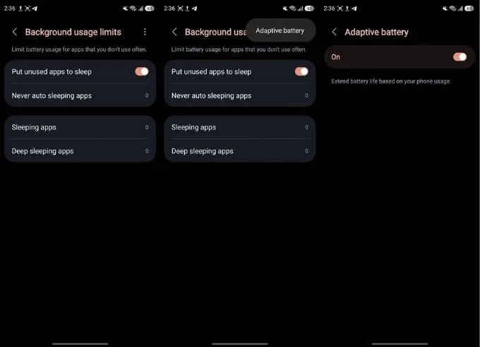 Bật Adaptive Battery