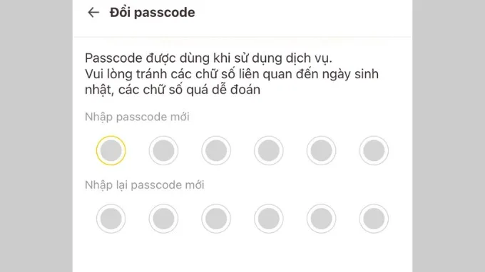 Bước 4 đổi passcode trên VNeID