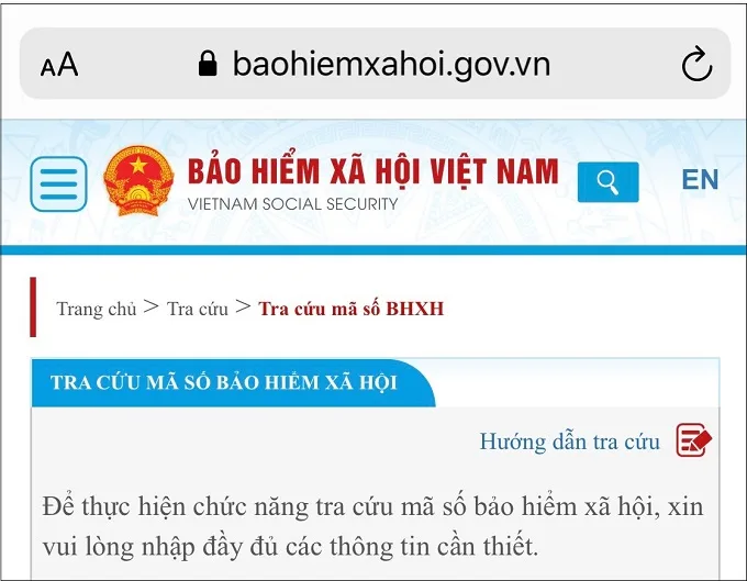 Truy cập vào website bảo hiểm xã hội trên điện thoại smartphone có kết nối Internet