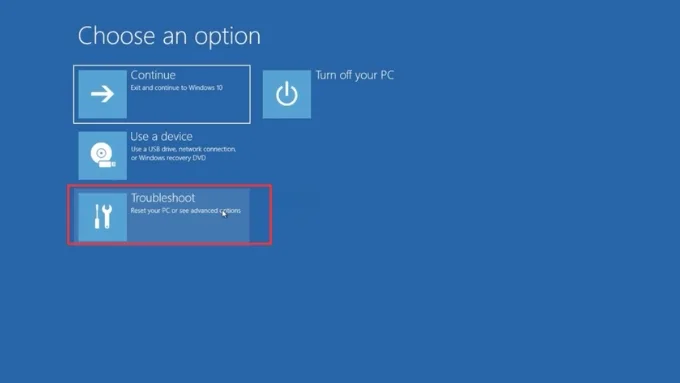 Chọn Troubleshoot