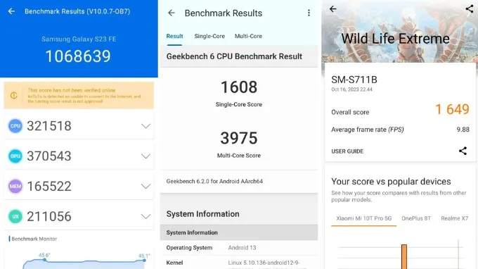 Điểm hiệu năng trên Galaxy S23 FE