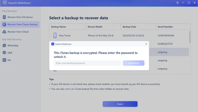  Khôi phục ảnh bản sao lưu iTunes qua phần mềm EaseUS MobiSaver