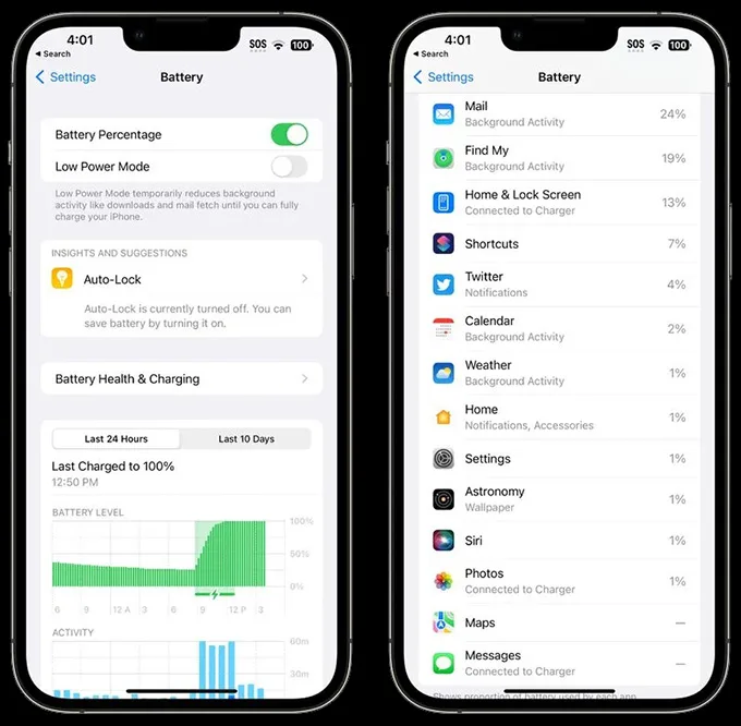 Cách theo dõi mức độ tiêu thụ điện năng trên các ứng dụng của iPhone