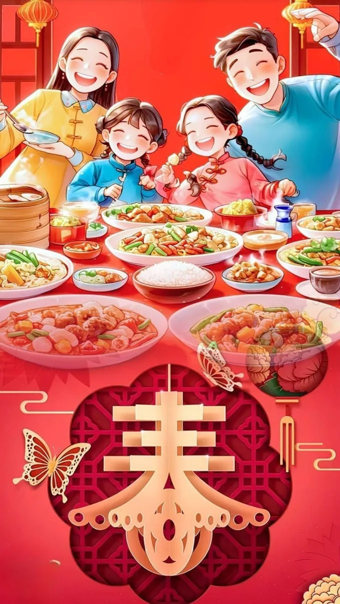Hình nền Tết chủ đề gia đình sum vầy