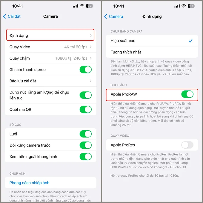 Nhấn vào mục Định dạng