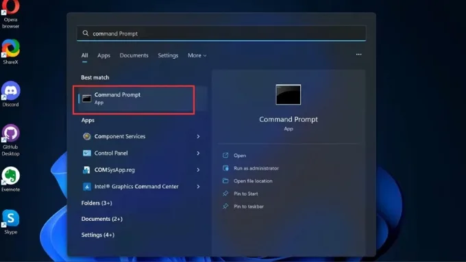 Mở Command Prompt