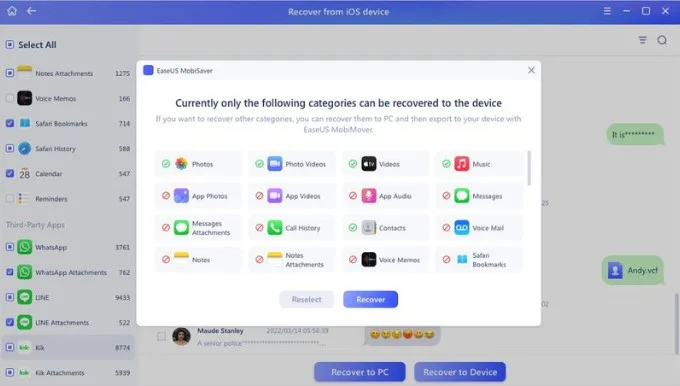  Khôi phục ảnh bản sao lưu iTunes qua phần mềm EaseUS MobiSaver