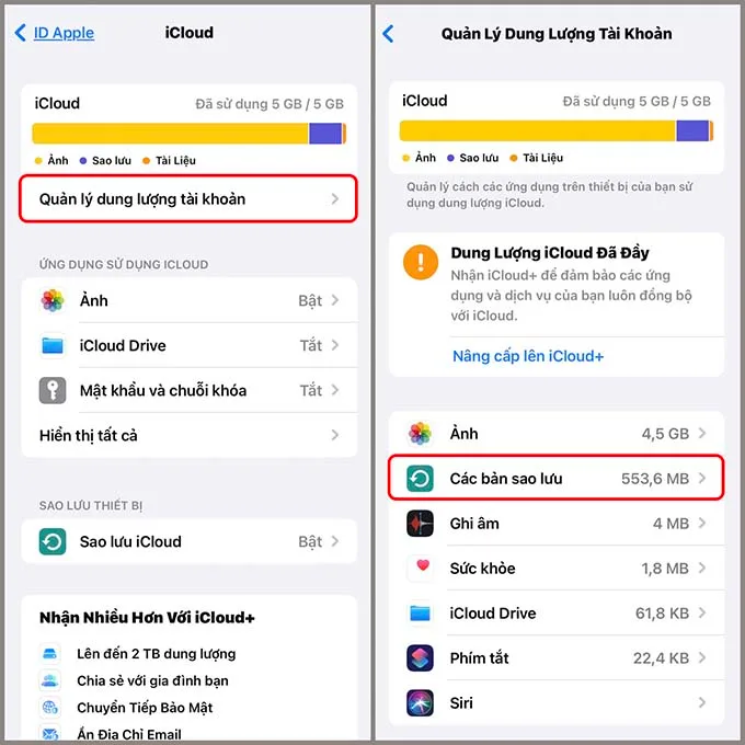 Tắt sao lưu ảnh iCloud và ứng dụng