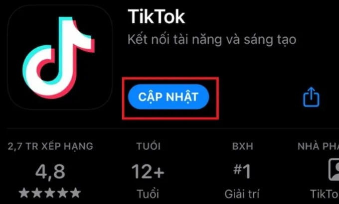 Cập nhật ứng dụng TikTok của mình lên phiên bản mới nhất