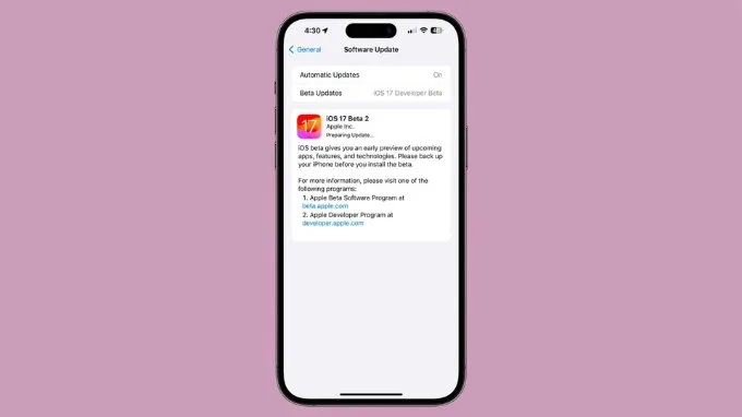iOS 17 beta cập nhật giao diện cập nhật phần mềm mới