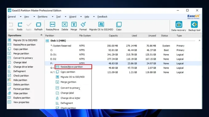 Sử dụng EaseUS Partition Master