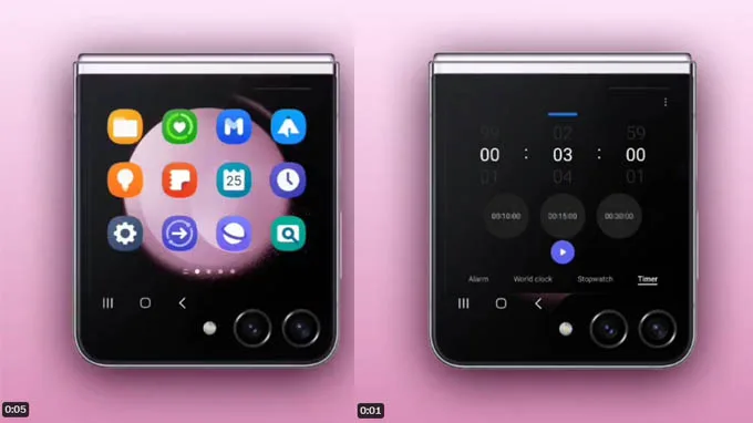 Màn hình phụ Galaxy Z Flip 5 được mô phỏng chân thật