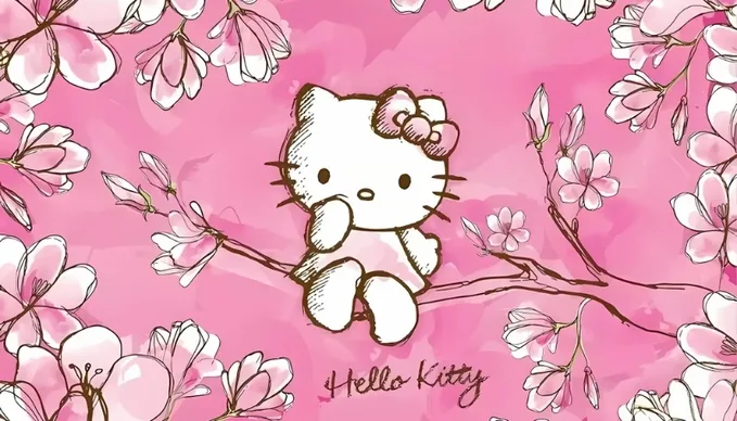 Ảnh nền laptop Hello Kitty hồng 4