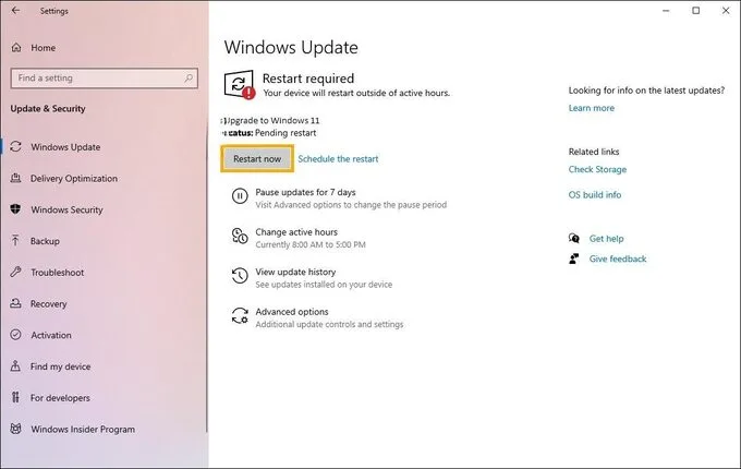 Cách update Win 11 từ Win 10 qua thông báo Windows Update