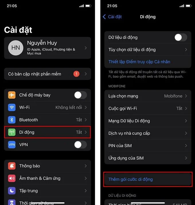 Truy cập vào cài đặt để kích hoạt eSIM