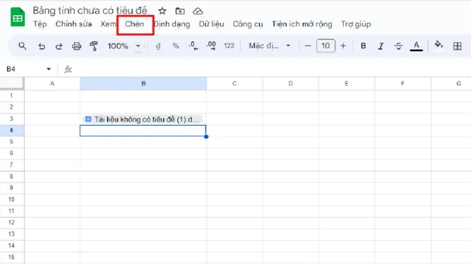 Bước 1 của cách chèn file Word vào Google Sheets dưới dạng Hyperlink