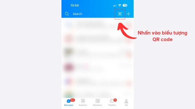 Mở ứng dụng Zalo để quét QR trên CCCD