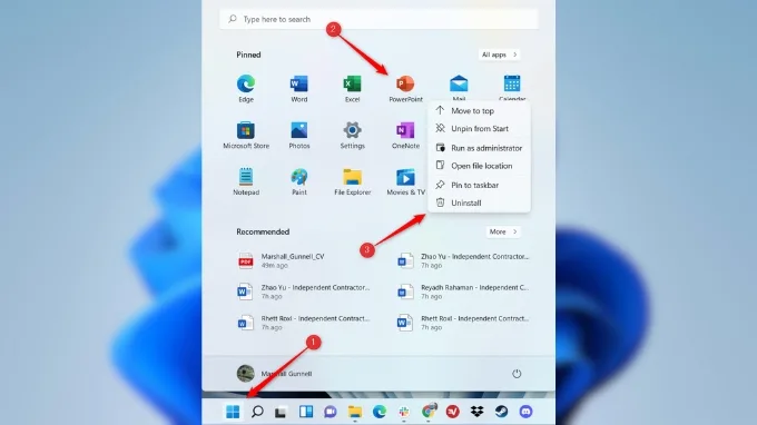 Cách xóa ứng dụng trên Windows 11 qua menu Start