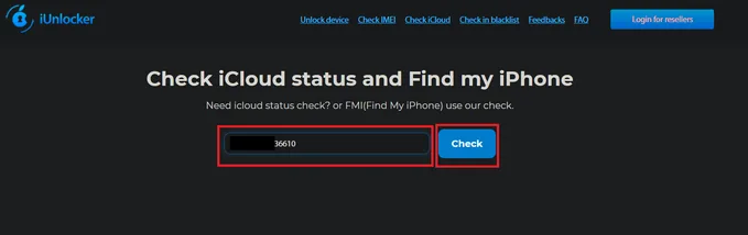 Mở trình duyệt và truy cập vào website iUnlocker và nhập số IMEI