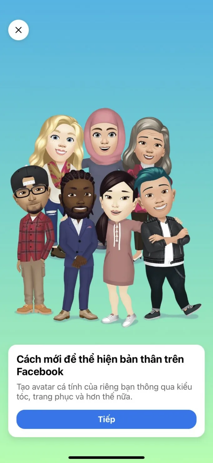 giao diện giới thiệu của Facebook Avatars