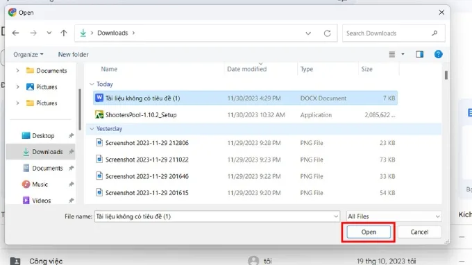 Bước 3 của cách chèn file Word vào Google Sheets