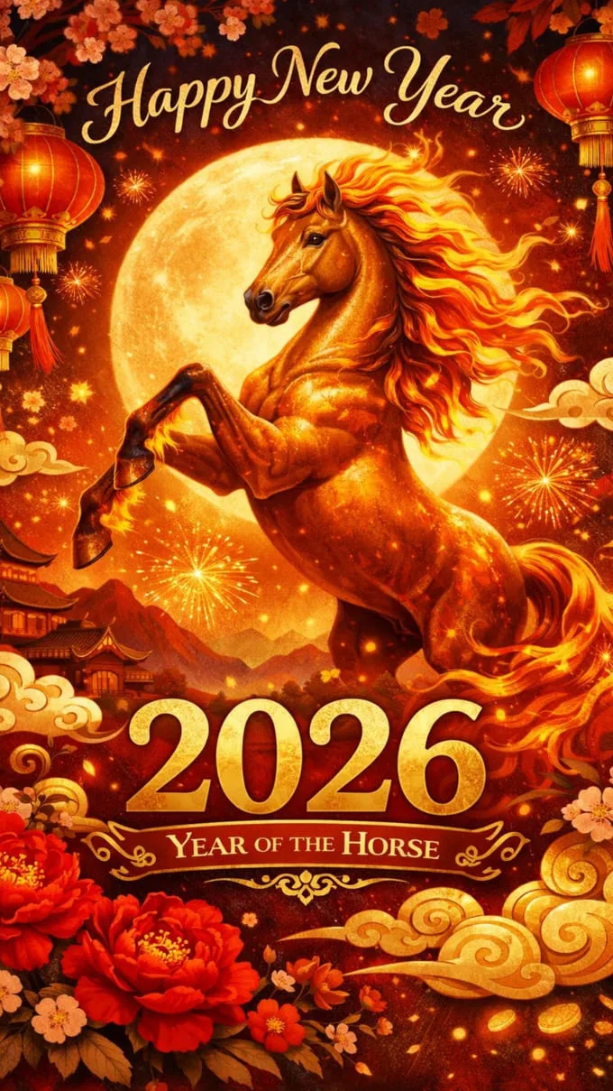 Hình nền chủ đề Tết Bính Ngọ 2026 cho điện thoại