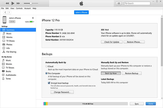 iPhone chính hãng kết nối với iTunes