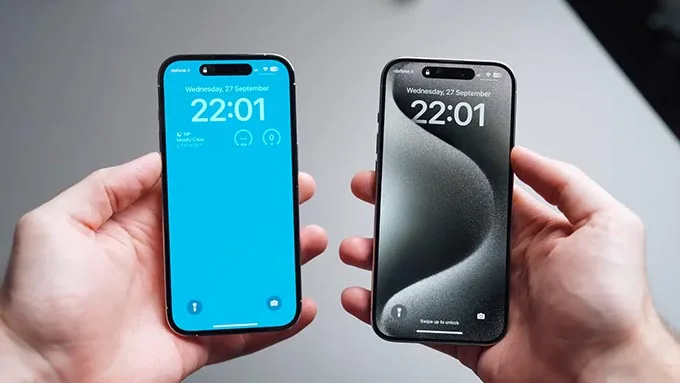 So sánh độ dày viền màn hình iPhone 15 Pro và iPhone 14 Pro