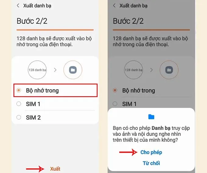 Chuyển danh bạ từ điện thoại cũ sang Samsung Galaxy S24 bằng bộ nhớ trong