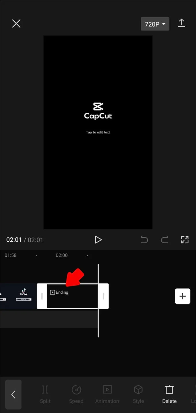 Cách xóa chữ Capcut ở phần kết thúc video bước bốn
