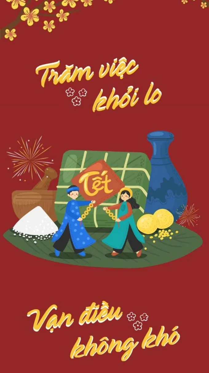 Hình nền Tết chủ đề gia đình sum vầy