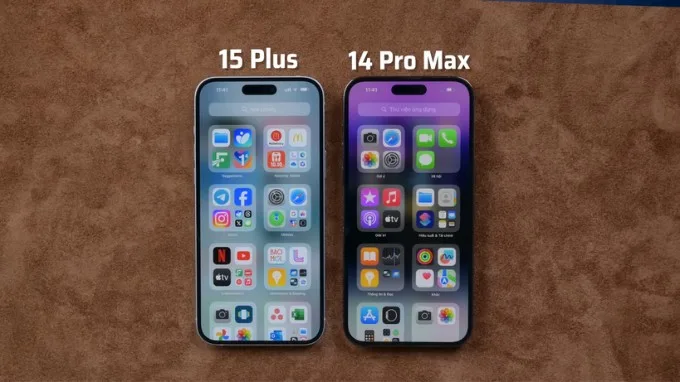 Màn hình của Phone 15 Plus và iPhone 14 Pro Max