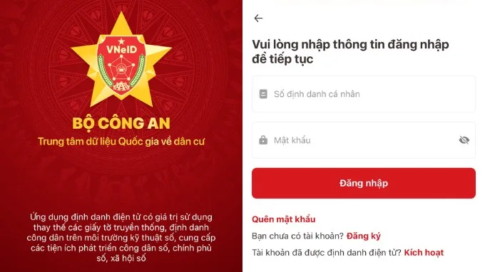 Mật khẩu và passcode trên VNeID
