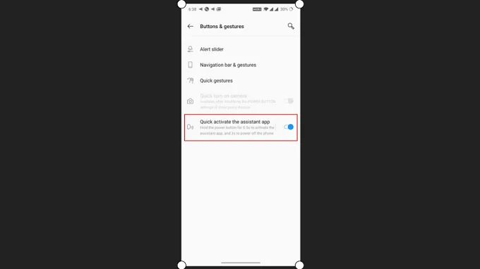 7. Đặt nút nguồn thành nút Google Assistant
