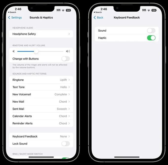 Cách tắt cơ chế phản ứng lực trên bàn phím của iPhone