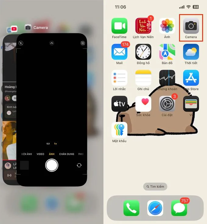 Tắt và mở lại ứng dụng camera