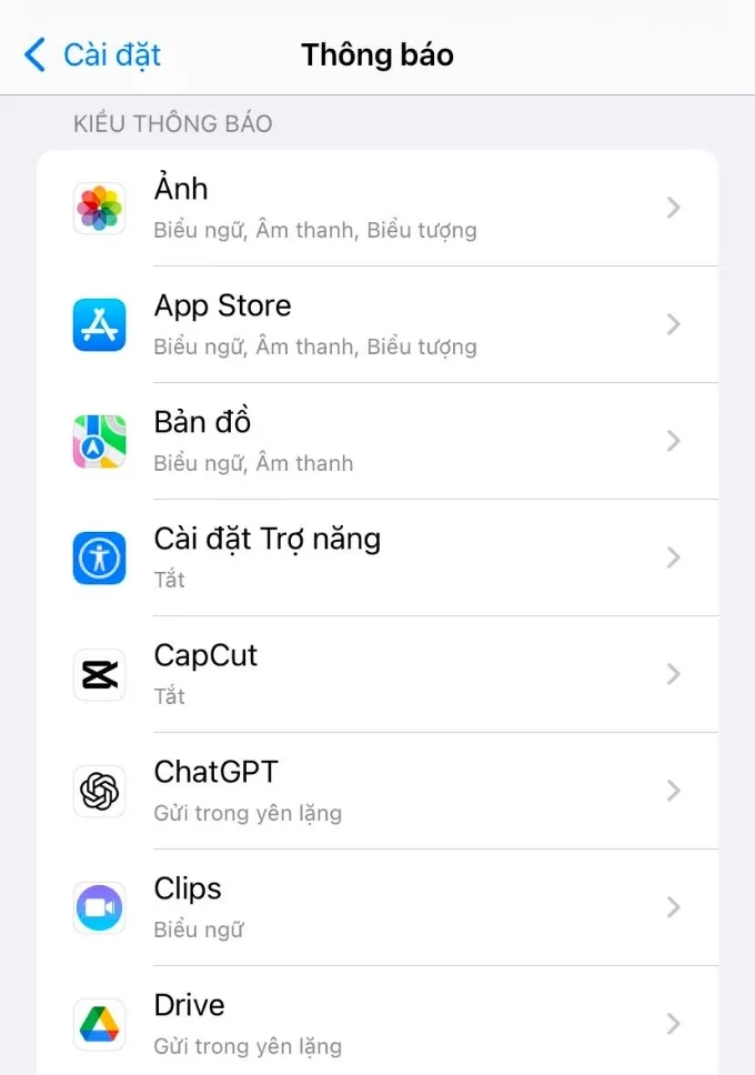 Tắt thông báo từng ứng dụng trên màn hình khóa iPhone