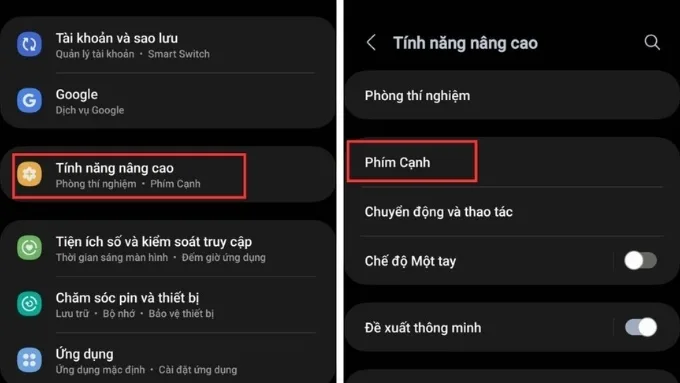 Chọn Tính năng nâng cao (Advanced Features)