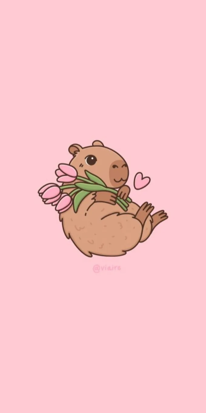Hình nền Capybara màu hồng