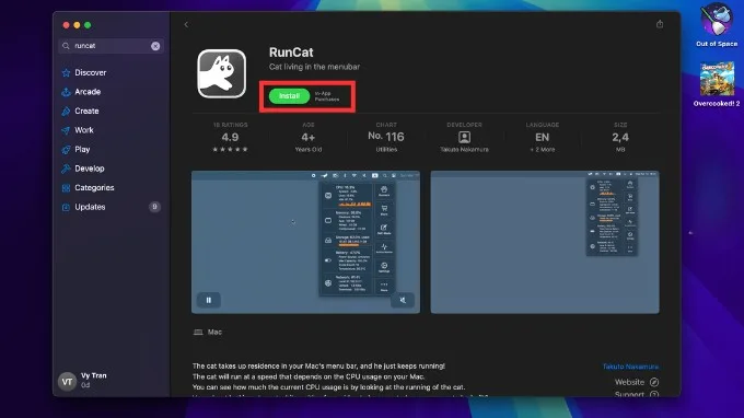 Cách tải và cài đặt RunCat trên macOS